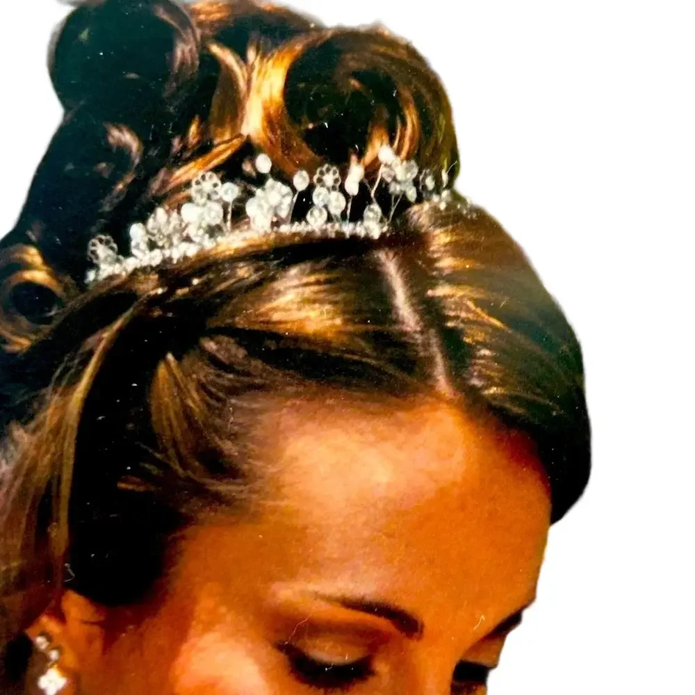 Elegant Silver Crystal Floral Headband wedding vintage
